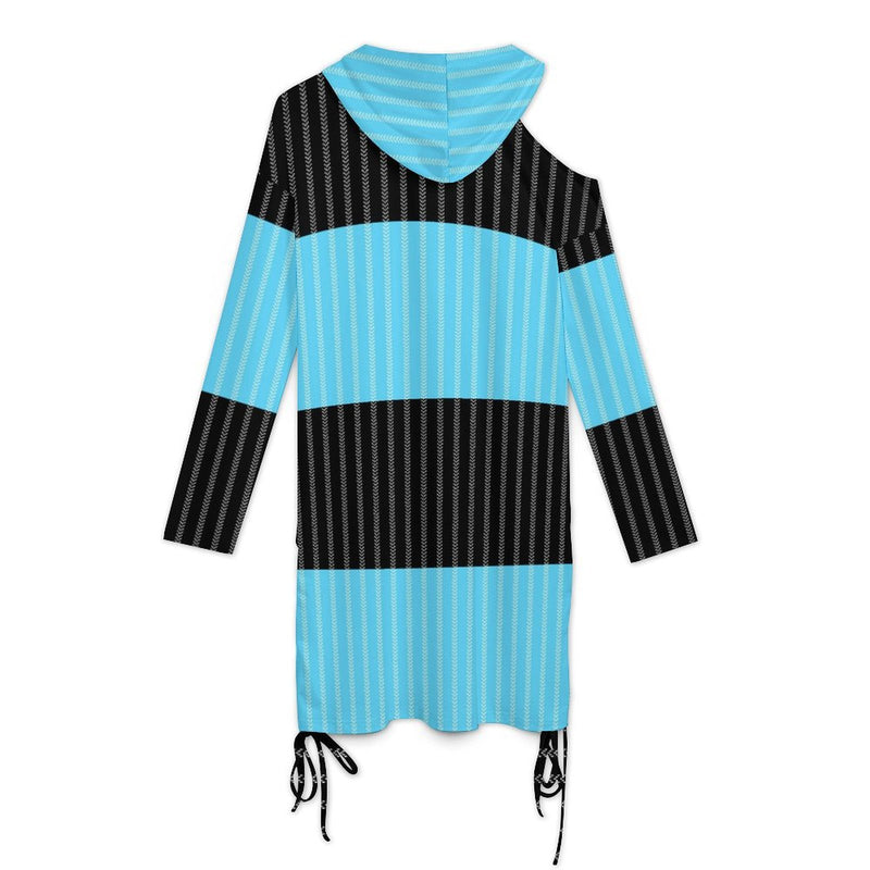 Long sleeved off shoulder skirt Off-Shoulder Hooded Dress