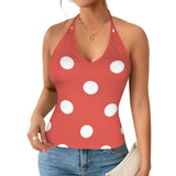 Polka Dot Women's V-Neck Halter Top (Model T83)
