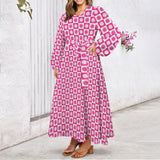 Got Sol Round Neck Long Sleeve Belted Maxi Dress