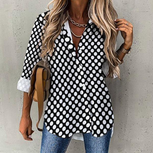 Cropped hem shirt Long Sleeve Blouse (B648)