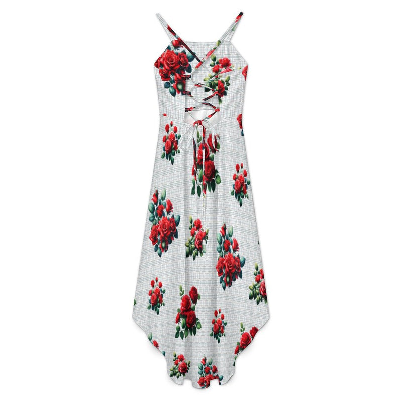 Women&#039;s High-Low Spaghetti Strap Dress Tailcoat skirt