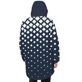 dk blue print 10K Men's Mid-Length Hooded Coat (Model H69)