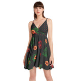 Spaghetti Strap Sleeveless Falred Hem Short Dress