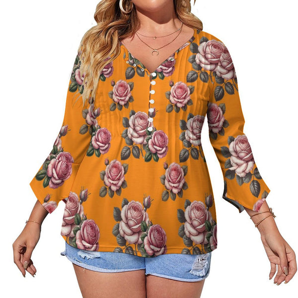 Women&#039;s Ruffled Petal Sleeve Top Women's ruffled petal sleeve top