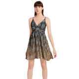 Spaghetti Strap Sleeveless Falred Hem Short Dress