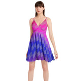 Spaghetti Strap Sleeveless Falred Hem Short Dress