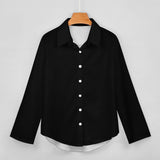 Cropped hem shirt Long Sleeve Blouse