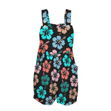 colorful hibiscus leggings print Women's Pocket Bib Short Romper