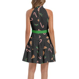 Ruffle Hem Belted Halter Dress