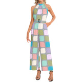 Halter Neck Buckle Belted Jumpsuit