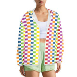 heart accent stripe accent print Women's Lightweight Sun Protection Hoodie (Model H62)