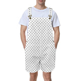 blk wht polka dot print small print Unisex Shorts Suspender Jumpsuit (Model L78) - Objet D'Art