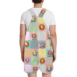 happy matrix print Unisex Shorts Suspender Jumpsuit (Model L78)