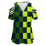 Women&#039;s Off Shoulder Zip V-Neck Tunic BE zip off shoulder top