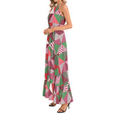 Ruffle Hem Halter Neck Maxi Dress