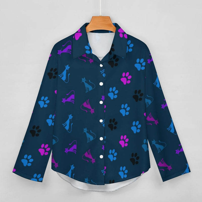 Cropped hem shirt Long Sleeve Blouse (B648)