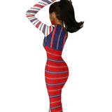 Americana One-Shoulder Slit Maxi Dress