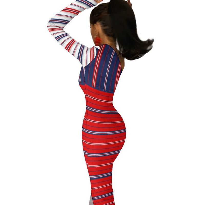 Americana One-Shoulder Slit Maxi Dress