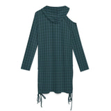 Long sleeved off shoulder skirt Off-Shoulder Hooded Dress