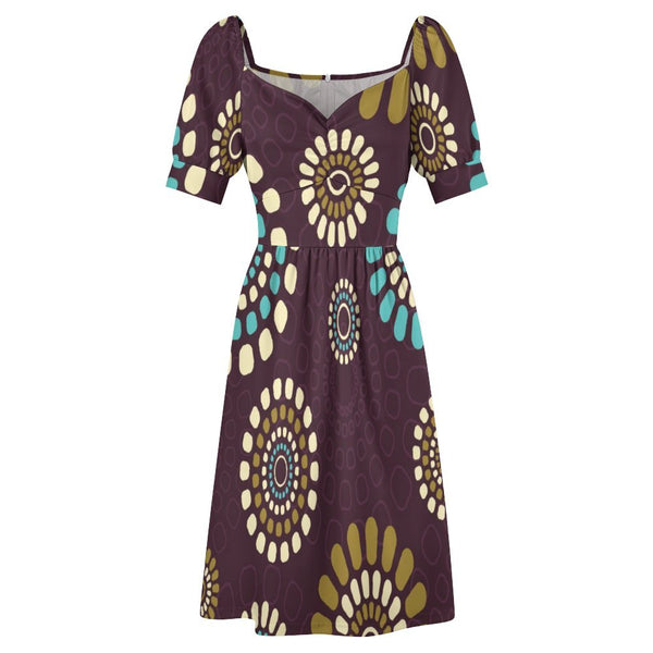 Sweetheart Neck Puff Sleeve Mini Dress (B271) Dress