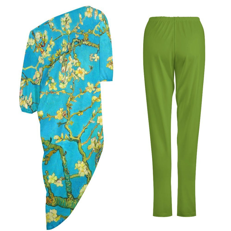 Women&#039;s Off Shoulder Two-piece Set Diagonal shoulder two piece set