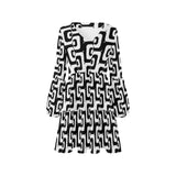 bw odd pattern print V-Neck Loose Fit Dress (Model D62)