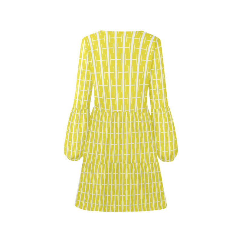lemon alt print V-Neck Loose Fit Dress (Model D62)
