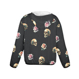 skull and roses print 3 copy Women's Lightweight Sun Protection Hoodie (Model H62)