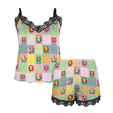 sunshine print Women's Lace Camisole Pajama Set