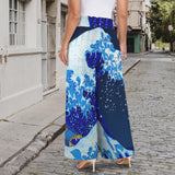 5blue wave7 Elastic Waist Tether Pockets Wide Leg Pants