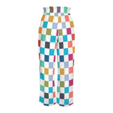 purple eclectic stripe print 2A Strappy Elastic Waist Wide Leg Pants with Pockets