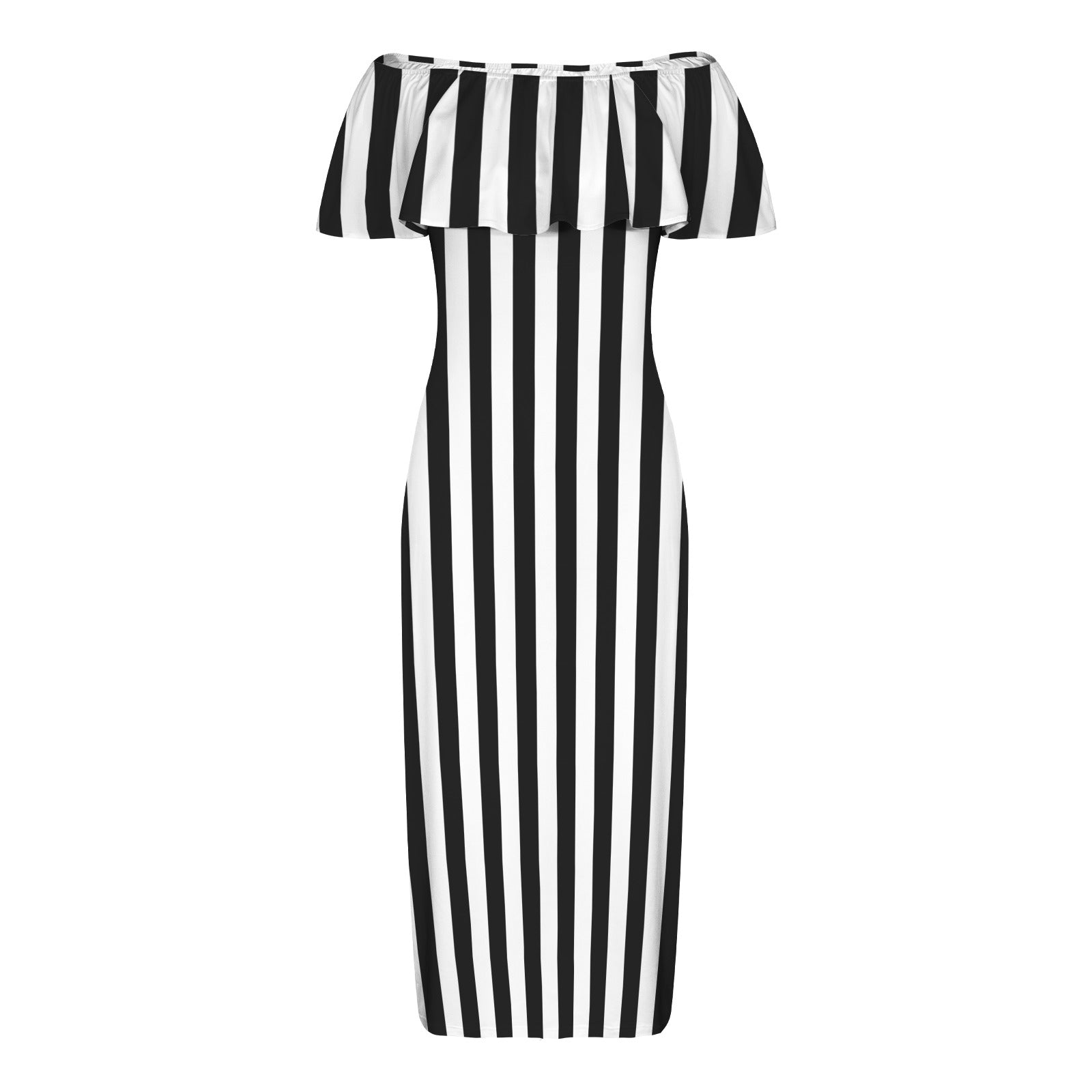 blue dress for baby girl Nicholas Orchard Stripe Off Shoulder Long Sleeve Dress in Off White Black –  Order Of Style main image 1