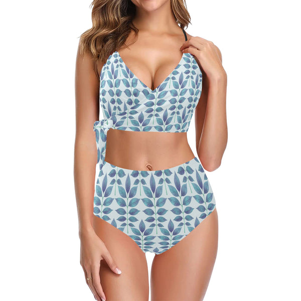 compound lg print 4A Knot Side Bikini Swimsuit (Model S37)