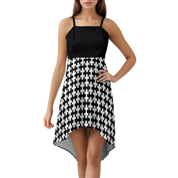 Women&#039;s High-Low Spaghetti Strap Dress Tailcoat skirt