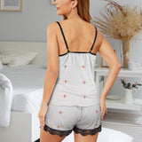 diamond life print 2A Women's Lace Camisole Pajama Set