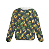 golden pear on blue on print Women's Lightweight Sun Protection Hoodie (Model H62)