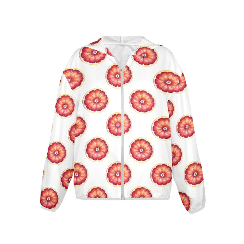 grapefruit wheel print Women's Lightweight Sun Protection Hoodie (Model H62)