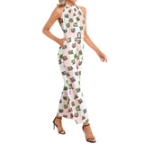 Halter Neck Buckle Belted Jumpsuit