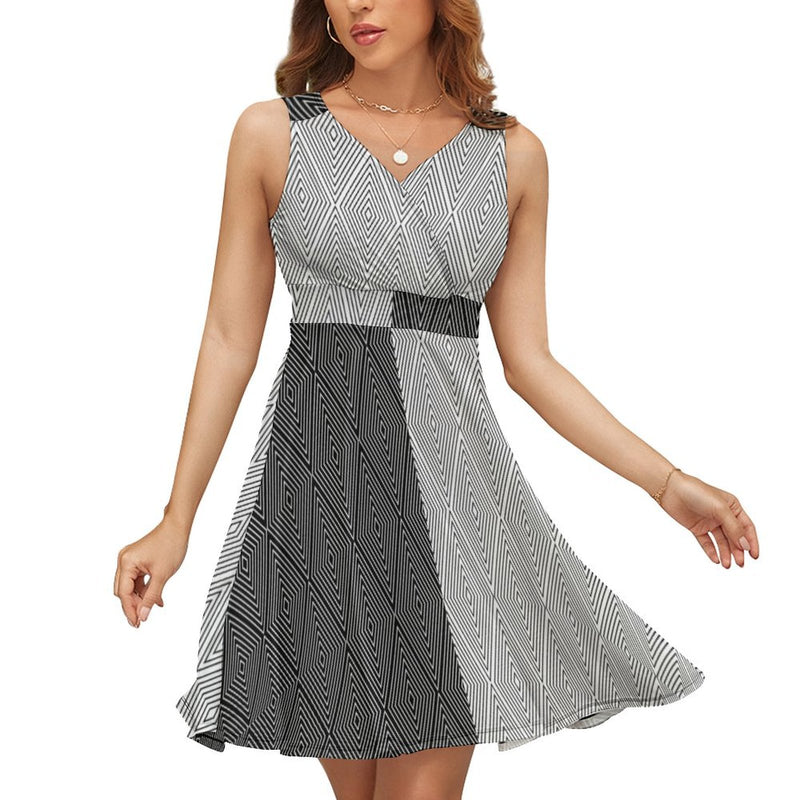 V-Neck Sleeveless Dress (NZ022)  Frocks