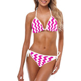 fuchsia wavy print Custom Bikini Swimsuit (Model S01)
