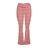 red triangle print 7B High Waist Crossover Tummy Control Flare Leggings