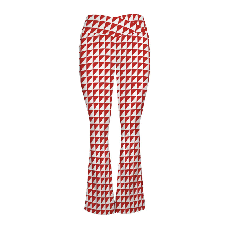 red triangle print 7B High Waist Crossover Tummy Control Flare Leggings