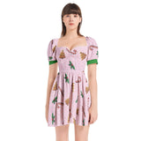 Puff Sleeve Sweetheart Neck Short Dress