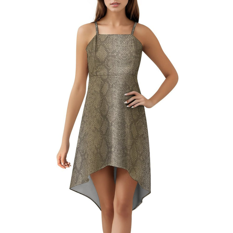 Women&#039;s High-Low Spaghetti Strap Dress Tailcoat skirt