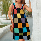 Sleeveless U-Neck Dress Sleeveless U-neck fake two piece dress