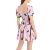 Puff Sleeve Sweetheart Neck Short Dress