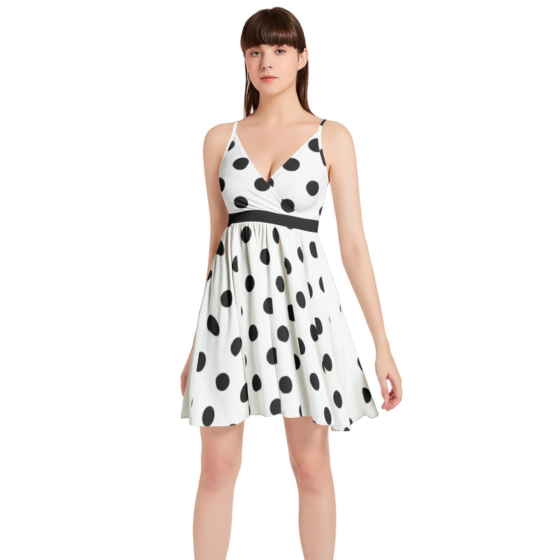 Spaghetti Strap Sleeveless Falred Hem Short Dress