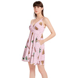 Spaghetti Strap Sleeveless Falred Hem Short Dress