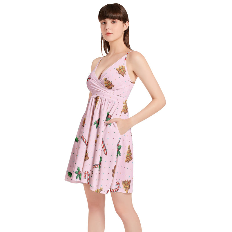 Spaghetti Strap Sleeveless Falred Hem Short Dress