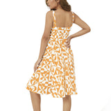 Sleeveless Square Neck Flare Hem Midi Dress